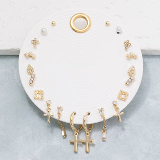 10 Pair Assorted Cross Mini Earrings Set