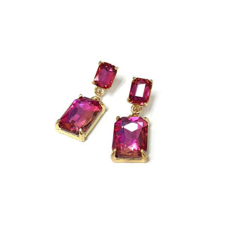 Rectangle Linked Crystal Glass Earrings
