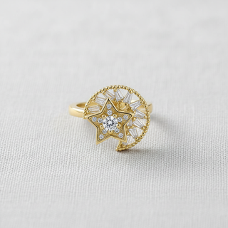 Celestial Moon and Star Adjustable Ring