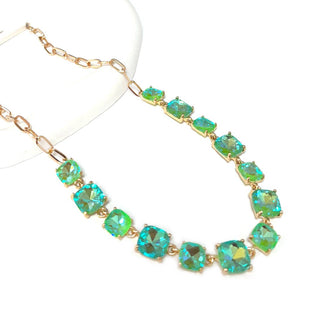Cushion Cut Square Glass Crystal Necklace