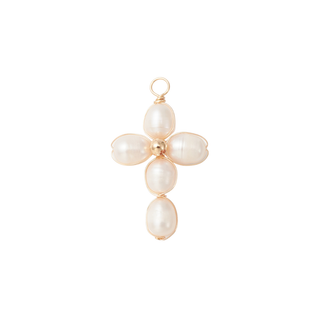 Gold Pearl Pendant Cross Charm