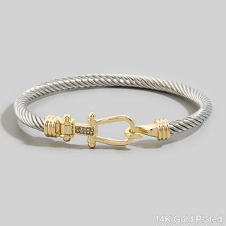 Two Tone Hook Bangle Bracelet