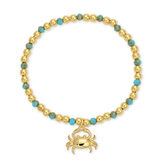 Crab Charm Beaded Stretch Bracelet
