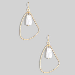 Pearl Bead Irregular Tear Earrings
