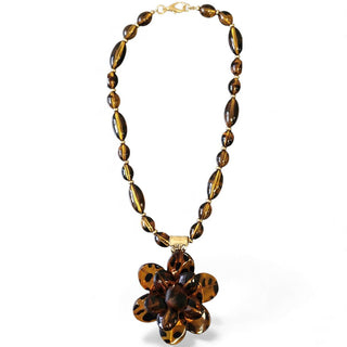 Tortoise Shell Flower Necklace