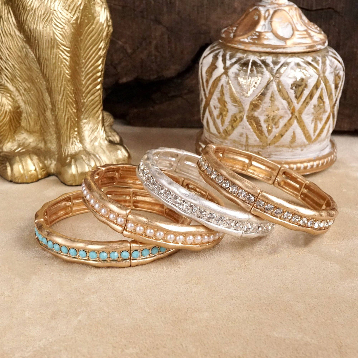 Crystal & Pearl Bangle Bracelet