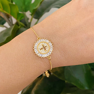 Mesmerized By The Cross Slide Gold Bracelet