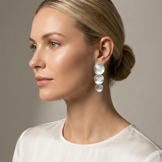 Silver Graduated Disc Statement Earrings