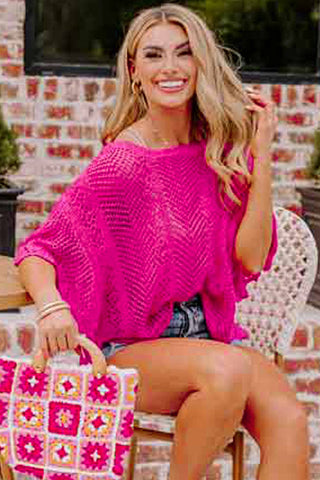 Pointelle Knit Scallop Top