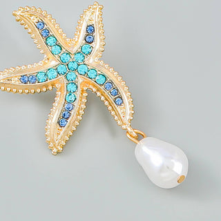 Starfish Earring w/ Dangle Pearl