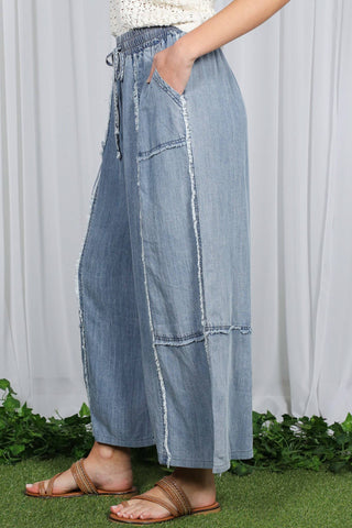 Washed Chambray Denim Crop