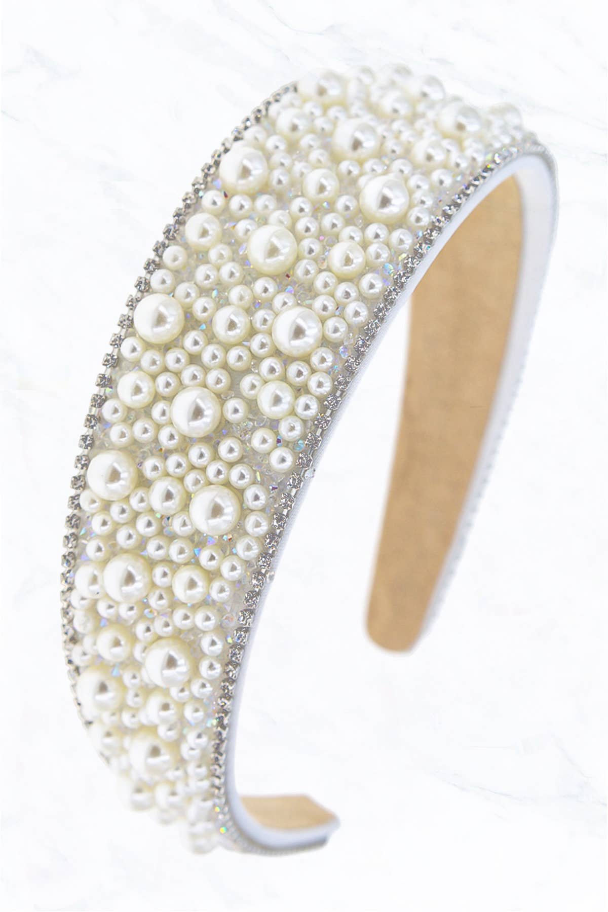 White Pearl Rhinestone Headband
