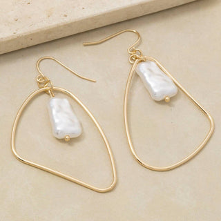 Pearl Bead Irregular Tear Earrings