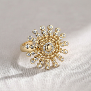 CZ Rotating Sunflower Ring