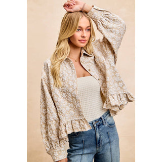 Textured Floral Pattern Shirt