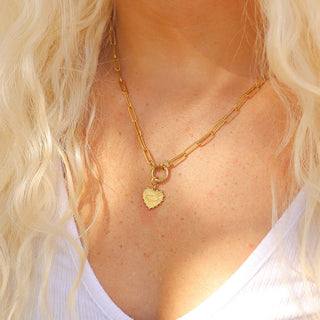 Gold Paperclip Carabiner Charm Holder Necklace