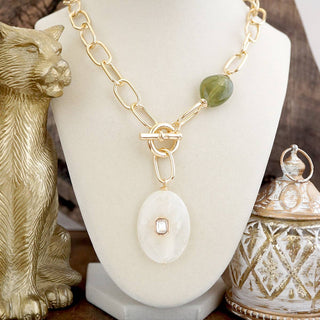 Marbled Acrylic Stone Lariat Necklace
