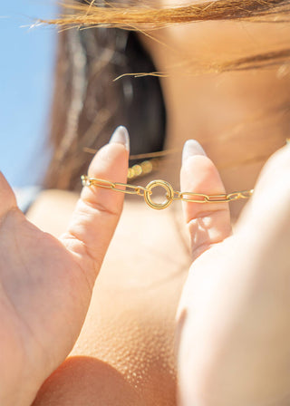Gold Paperclip Carabiner Charm Holder Necklace