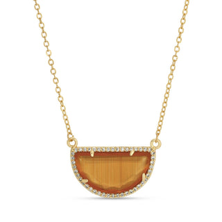 Half Circle Pave Stone Necklace