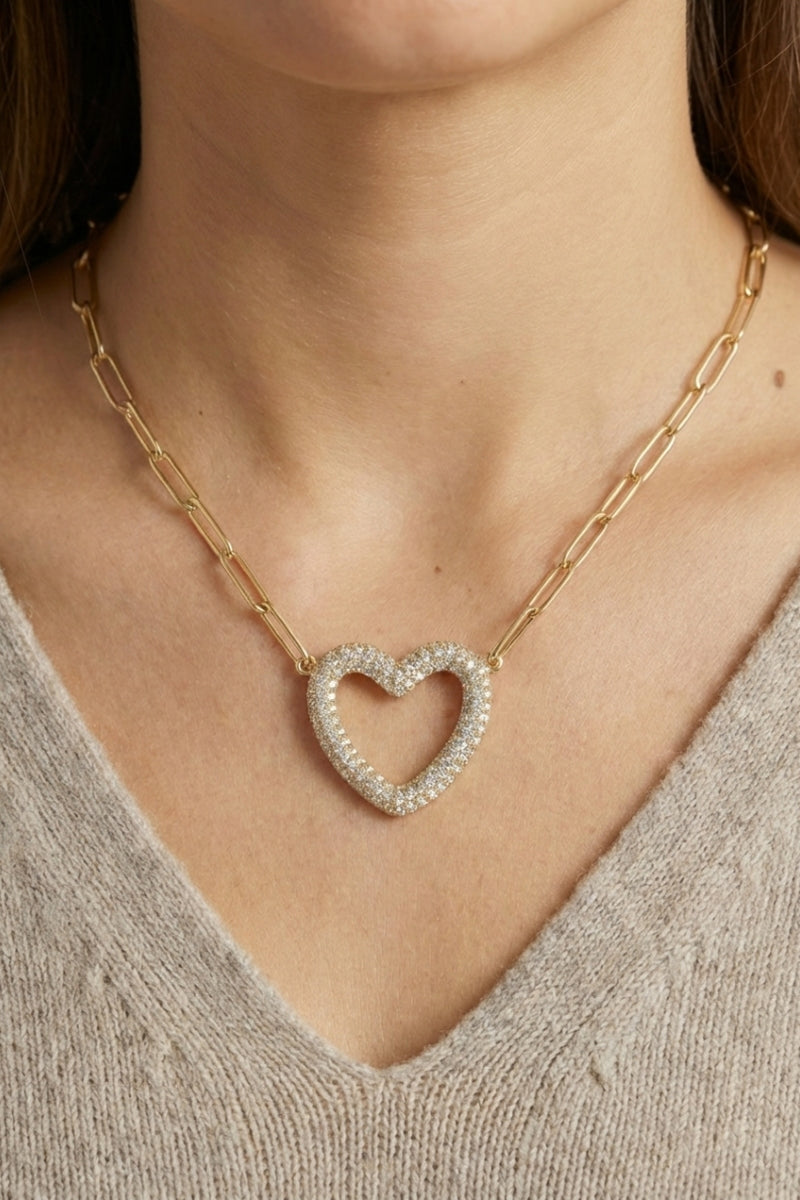 CZ Heart Pendant Necklace