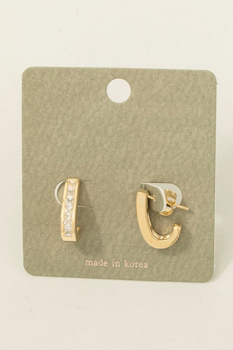 Square Studded Hoop Earring