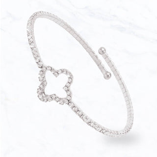 Crystal Clover Cuff Bracelet