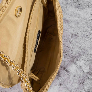Woven Raffia Flap Shoulder Bag