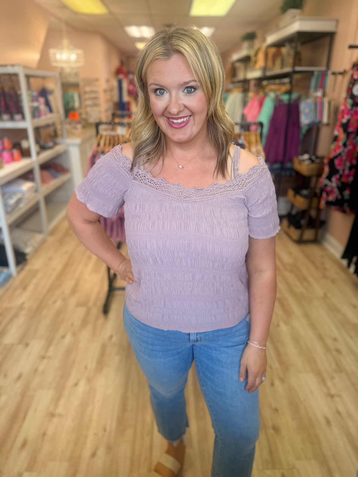 Cold Shoulder Textured Top
