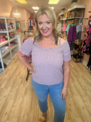 Cold Shoulder Textured Top