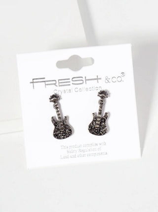 Pave Electric Guitar Stud Earrings