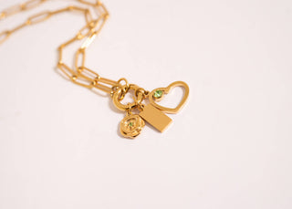 Gold Paperclip Carabiner Charm Holder Necklace