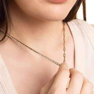 Paperclip Tennis Chain Split Necklace
