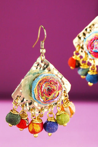 Mixed Metal & Multicolor Beads Earrings