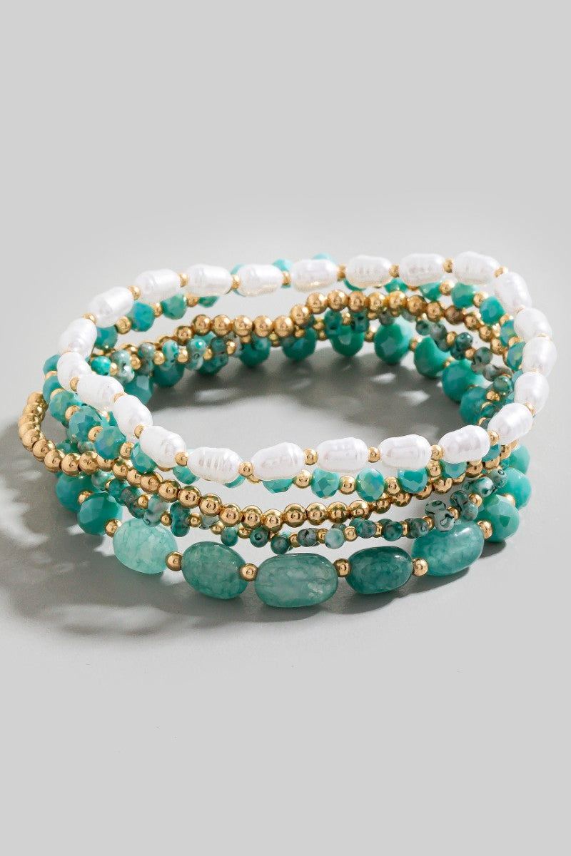 Pearl Faceted & Metallic Beaded Bracelet