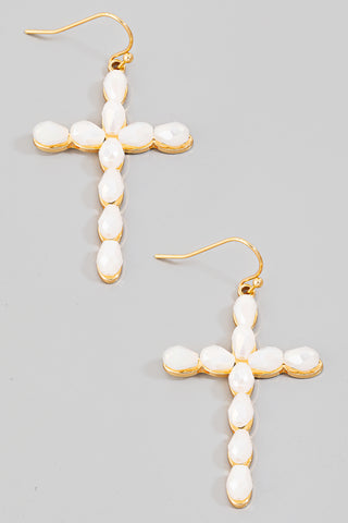Beaded Cross Dangle Earrings