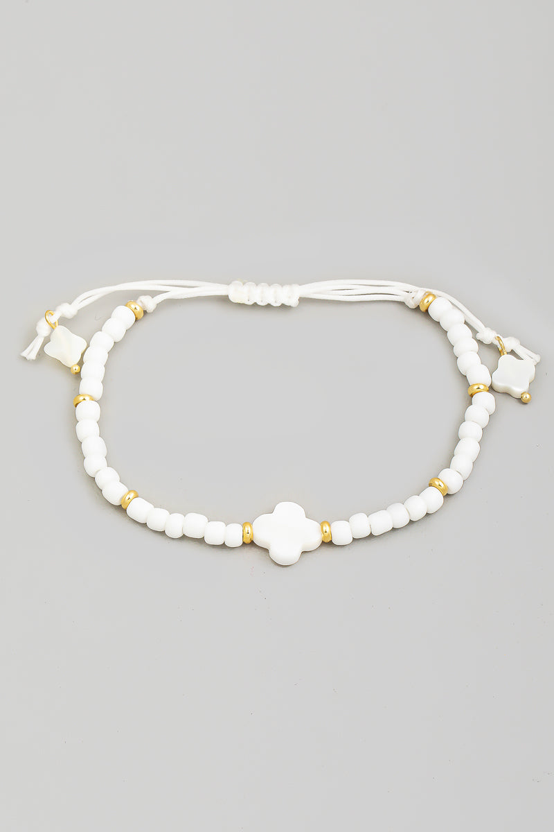 Pearl Clover Cord Bracelet