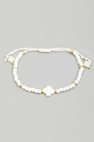 Pearl Clover Cord Bracelet