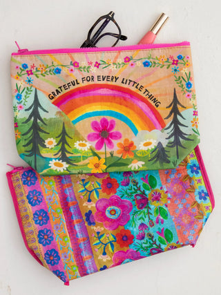 Recycled Reversible Pouch | "Grateful"