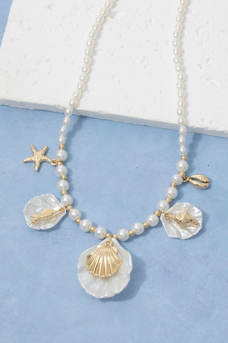 Pearl Shell Starfish Charm Necklace