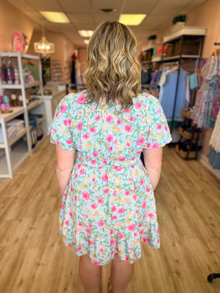 Floral Surplice Dress