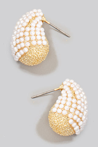 Pearl Pave Tear Drop Earring