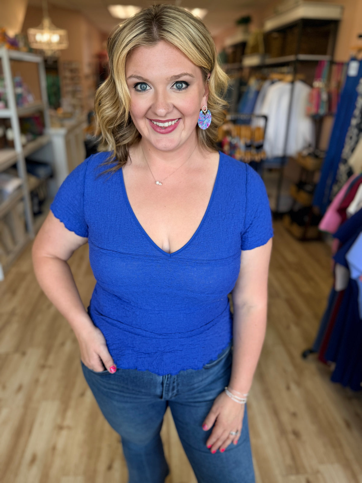 V-Neck Woven Tiered Top