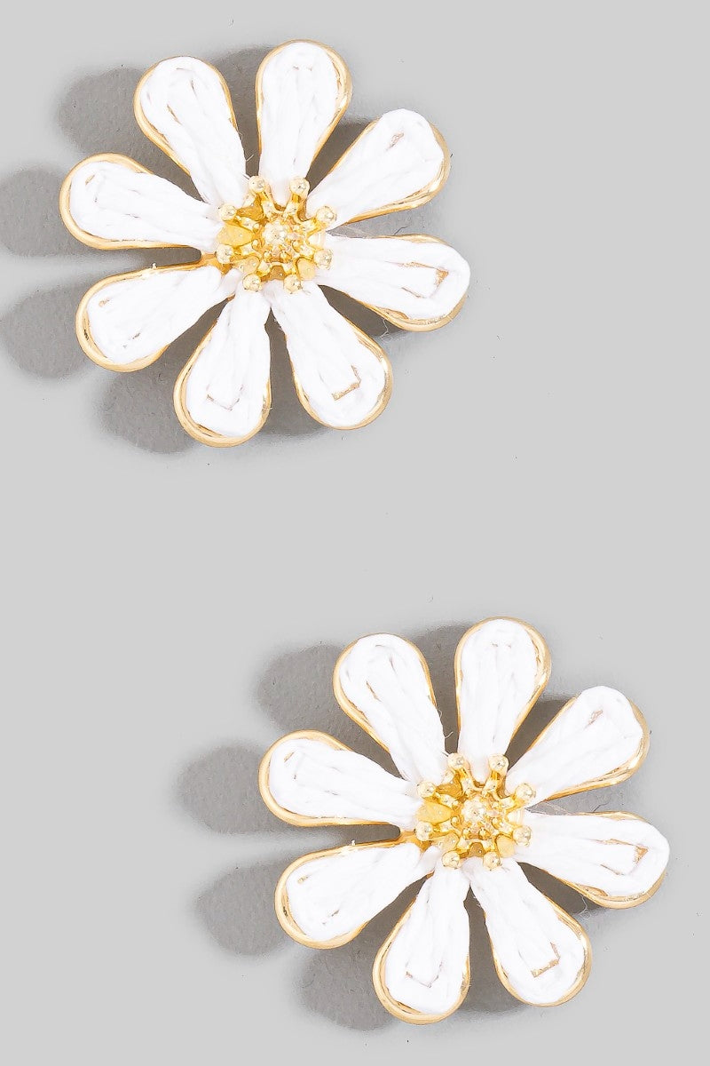 Multi Tone Raffia Flower Earring