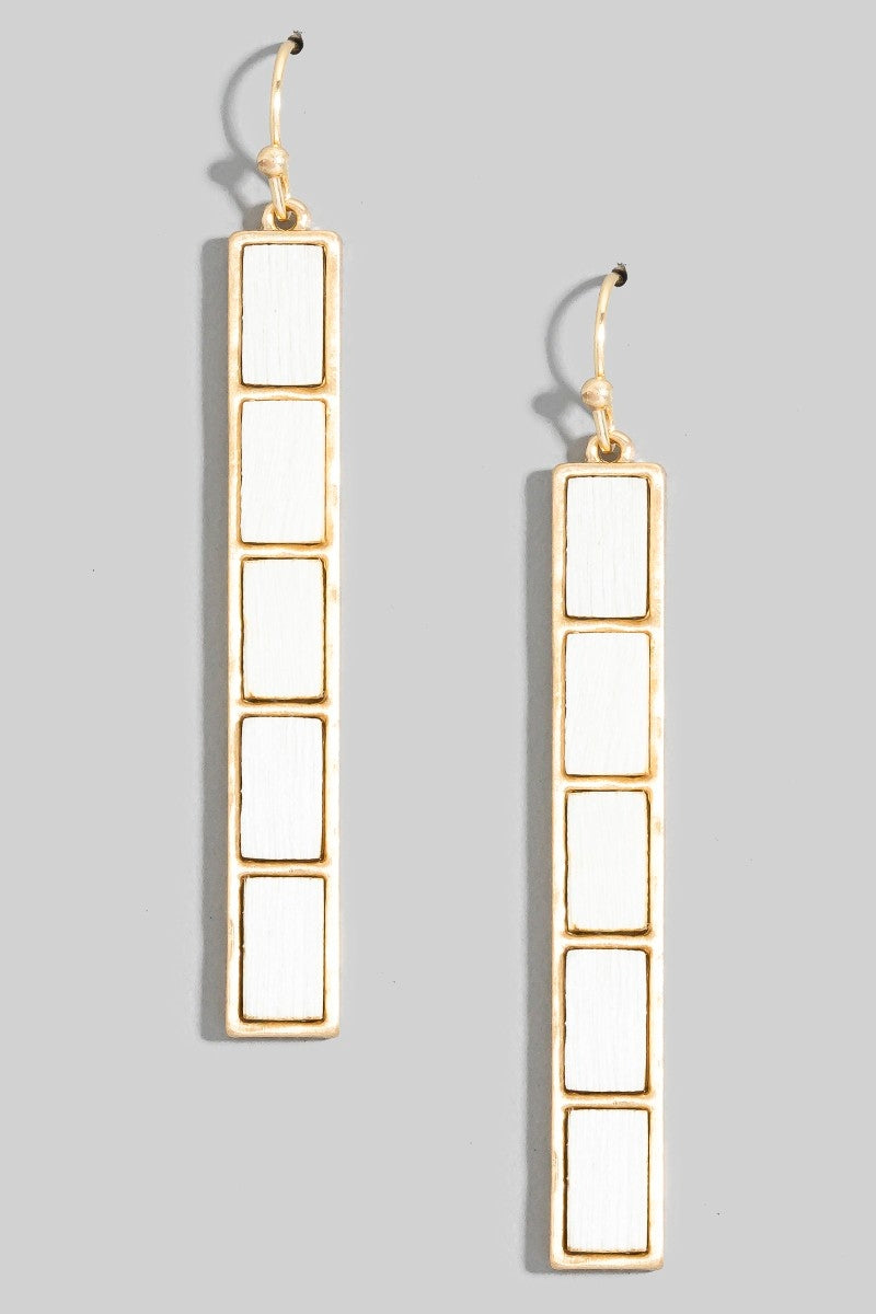 Wooden Rectangle Bar Earrings