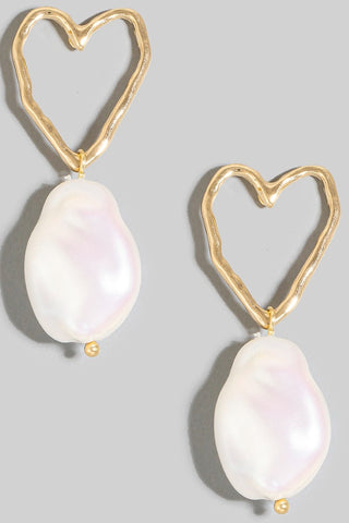 Pearl Heart Stud Drop Earring