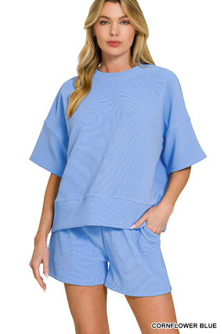 Ribbed Banded Tee & Short Set