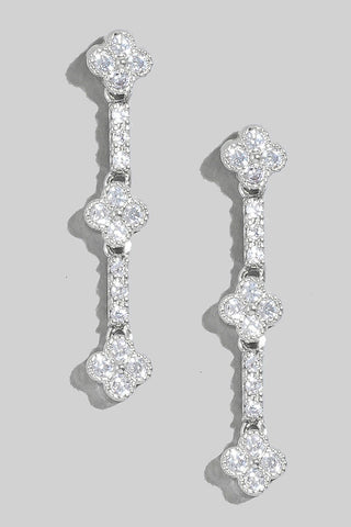 CZ Pave Clover Chain Earring