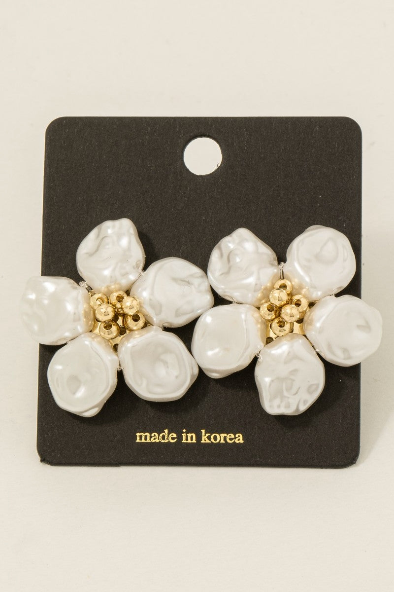 Pearl Petal Flower Stud Earrings