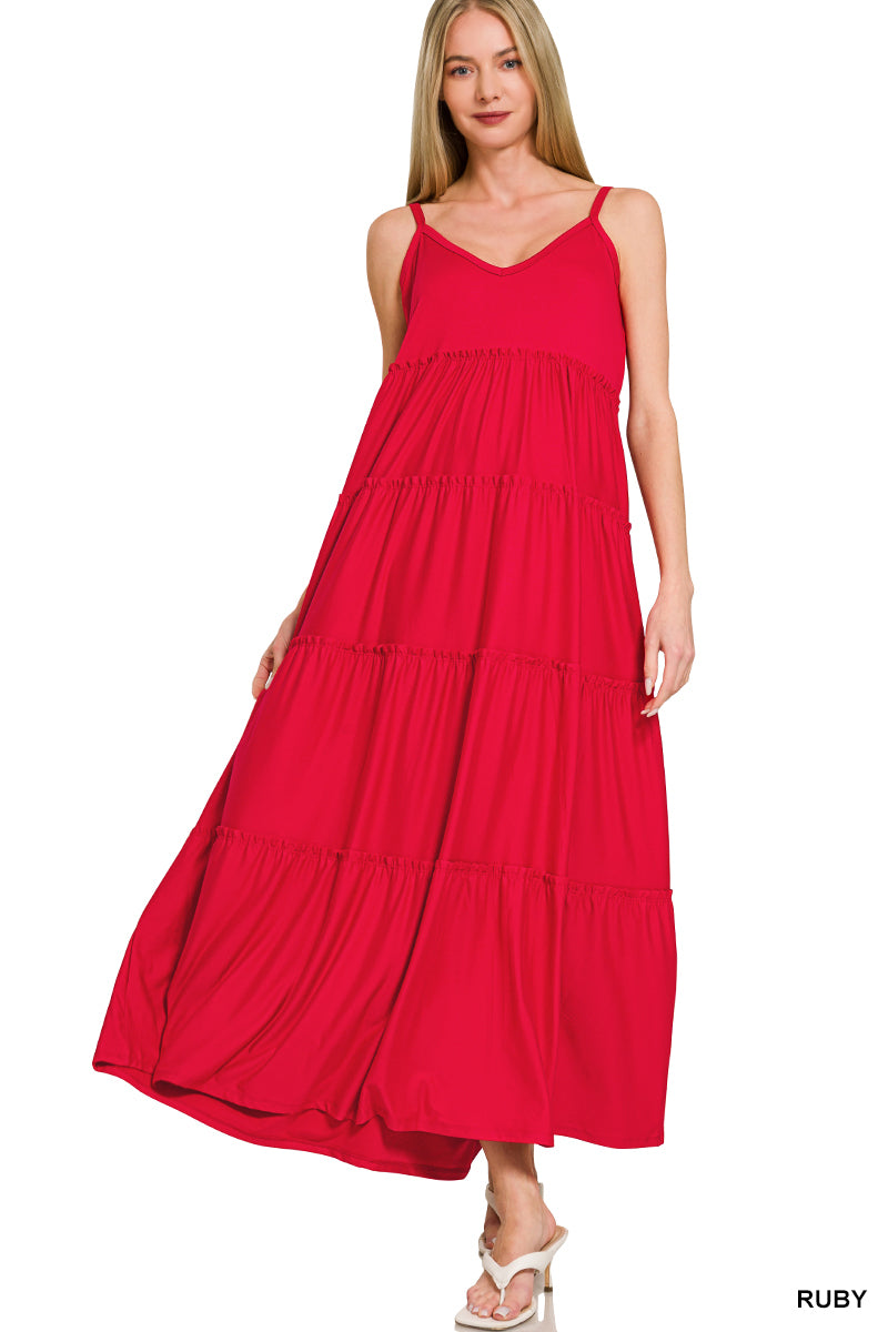 V-Neck Cami Maxi Tiered Dress
