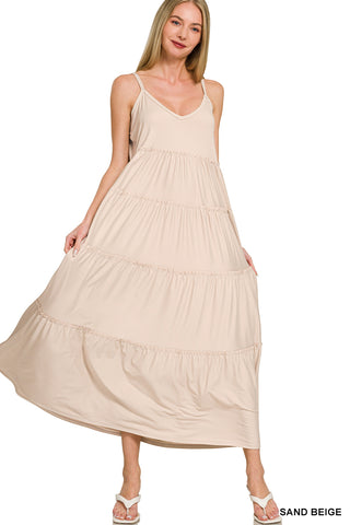 V-Neck Cami Maxi Tiered Dress
